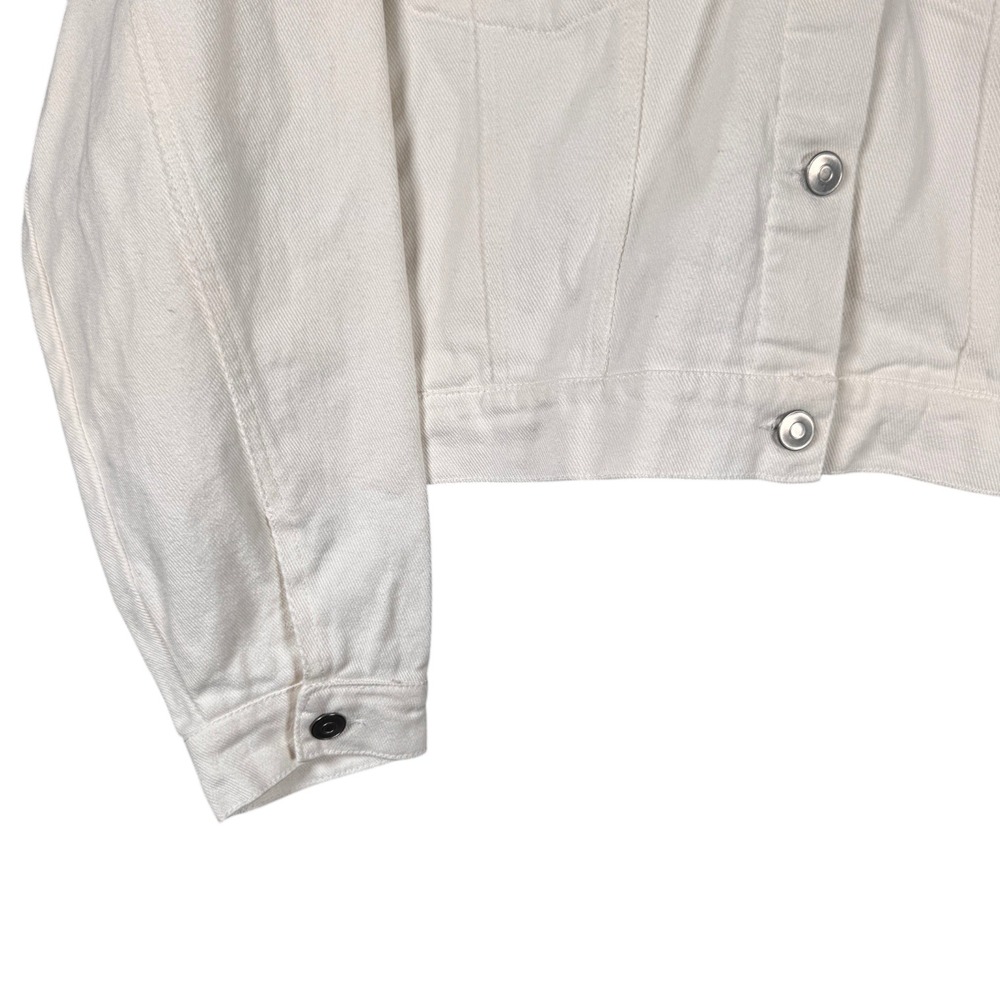 Peach Love California Bride Denim Jacket Womens L White Sequin Fringe Cropped - Picture 3 of 11